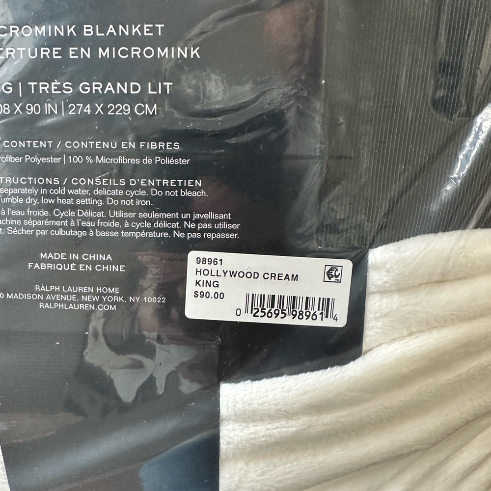 Lauren Ralph Lauren Hollywood Cream King Size Micromink Blanket - Picture 6 of 10